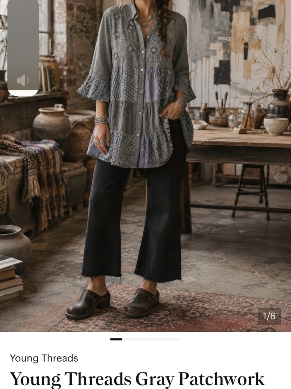 Embroidered Patchwork Tunic Top - Blue - Picture 4 of 11